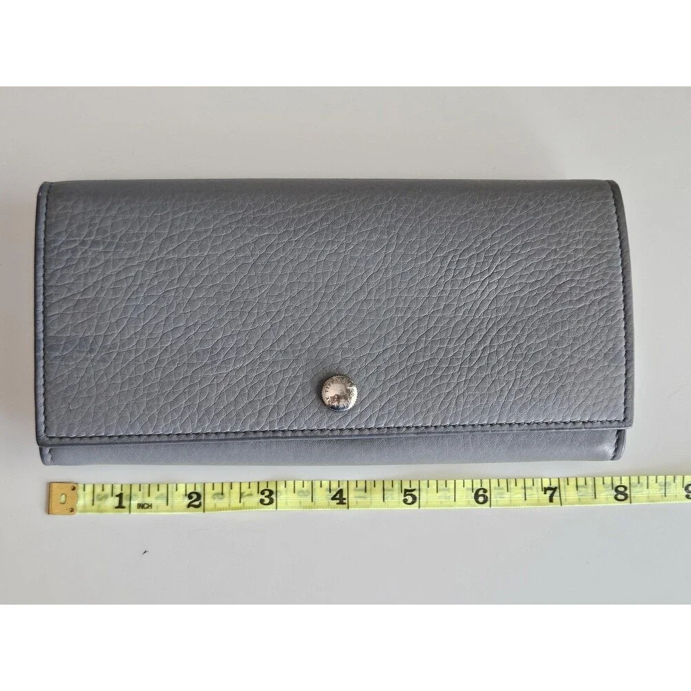 Tiffany & Co Wallet Womens 8x4 Gray Leather Continental Zip Flap Italy